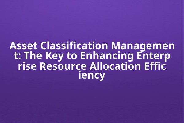 Asset Classification Management: The Key to Enhancing Enterprise Resource Allocation Efficiency