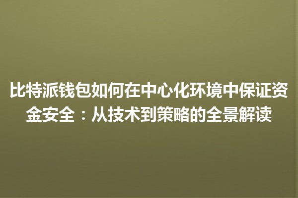 比特派钱包如何在中心化环境中保证资金安全：从技术到策略的全景解读