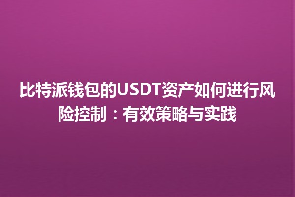 比特派钱包的USDT资产如何进行风险控制：有效策略与实践